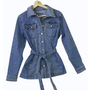 Maurices Women's Denim Belted Button-Front Jacket With Pockets Size Small